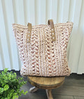 Woven straw tote bag.