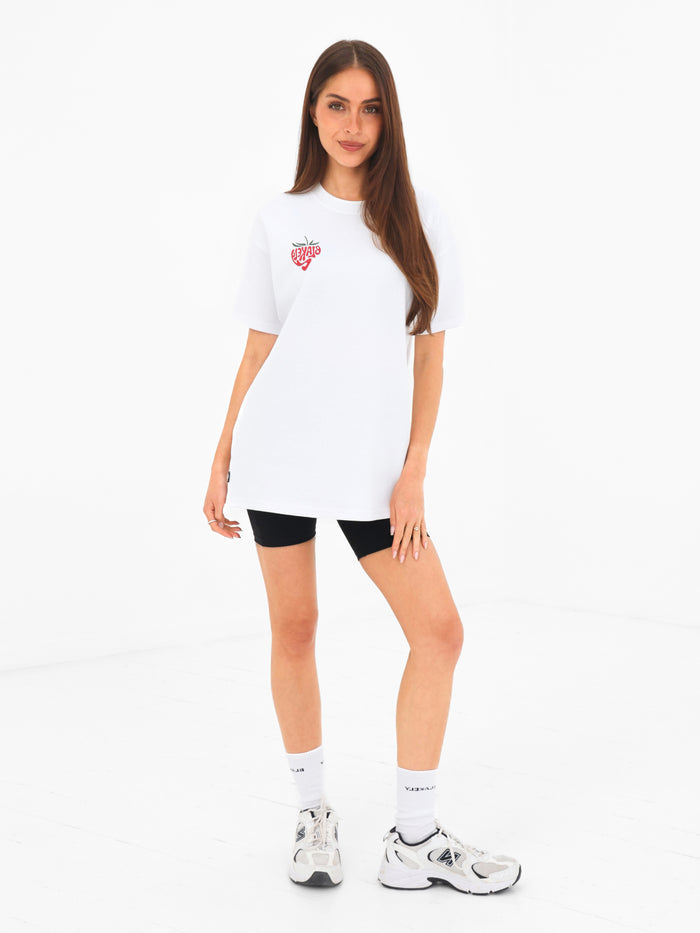Strawberry Bubble Print Oversized T-Shirt - White