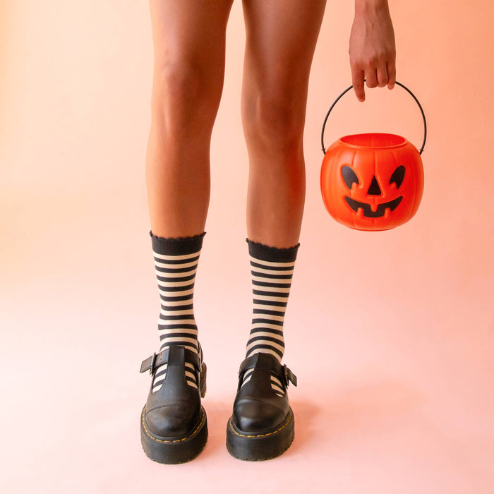 Sunshine Studios - Striped Crew Socks (Black)