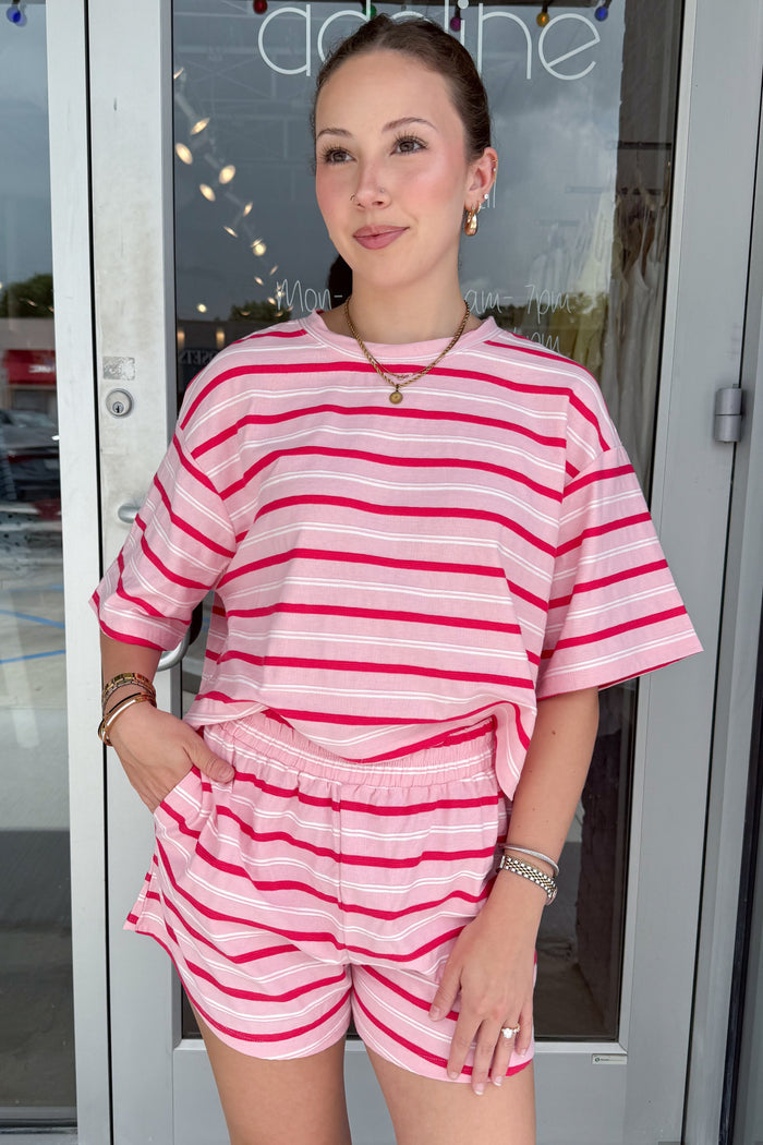 The Saturday Stripe Top Pink, adeline boutique, dallas boutique, boutique