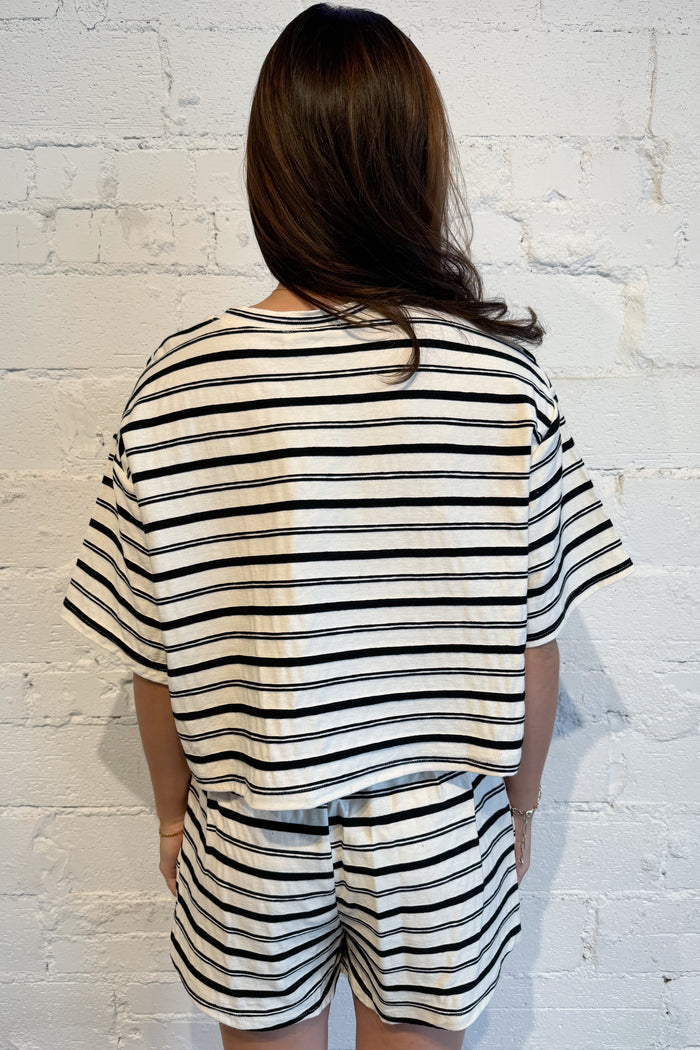 The Saturday Stripe Top Black Back, adeline boutique, boutique, boutique