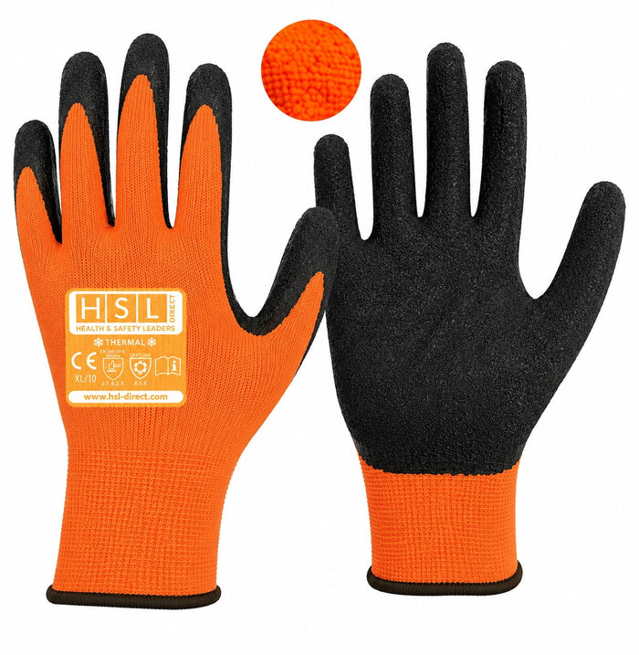 Thermal Latex Gripper Gloves - Orange/Black