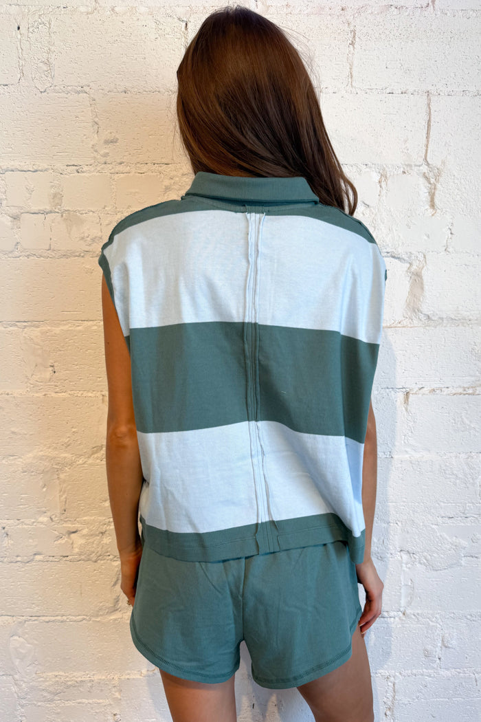 Timeless Stripe Shorts Green Back, adeline boutique, dallas boutique, boutique