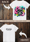 Tiny terror Tee- bright floral 💐 skull 💀 Claxton Creations GB