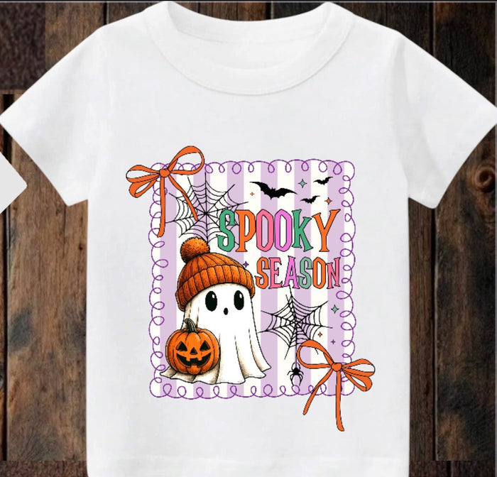 Tiny terror Tee- pink 🎀 striped spooky season postcard Claxton Creations GB