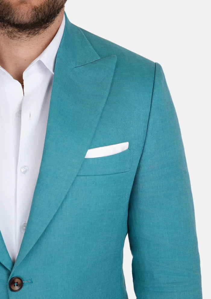 Hudson Turkish Blue Linen Jacket - SARTORO