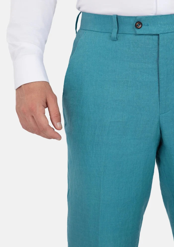 Turkish Blue Linen Pants - SARTORO