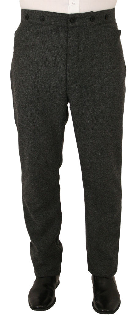 Mens Trousers - Gray Herringbone Tweed