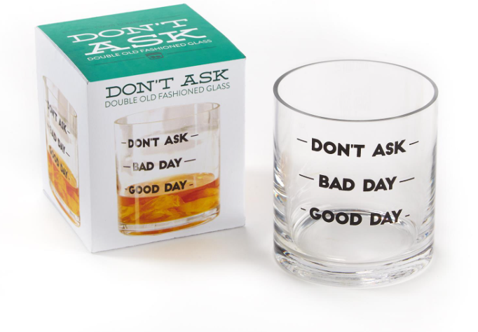 Two's Company Don't Ask Double Old Fashion Glass