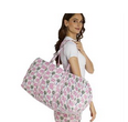 Two's Company Elephant Print Quilted Weekender Bag
