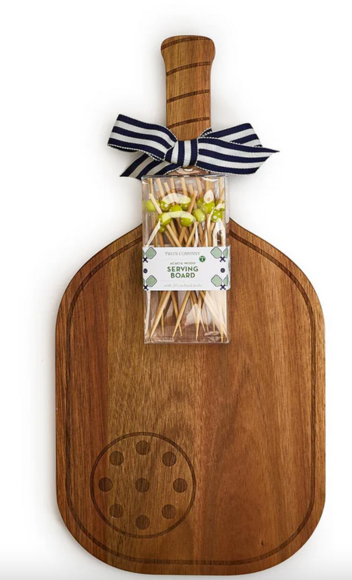 Two's Company Pickleball Racquet Wood Serving Board