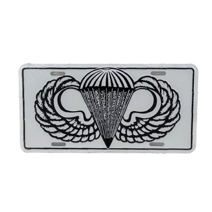 US Army Jump Wings White License Plate - Army & Outdoors - Collectables & Rarities