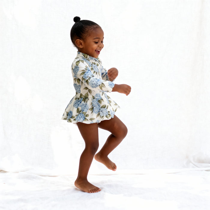 Petit Playa Valentina Long Sleeve Swim Dress in Bloom print, sun-safe UPF50+ swimwear for babies and girls — image 5