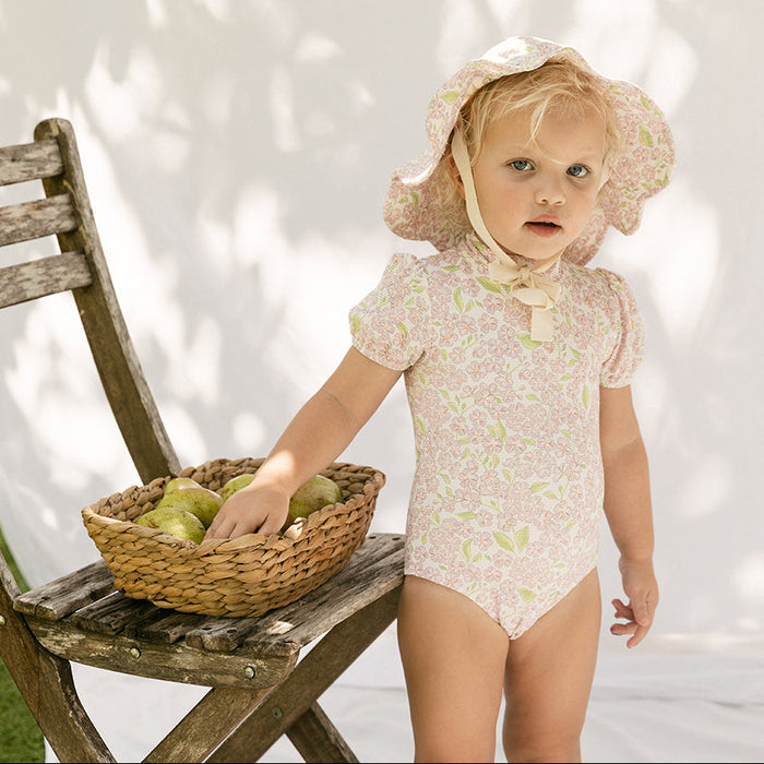 Petit Playa Valentina Swimsuit in Peony print, sun-safe UPF50+ swimwear for babies and girls