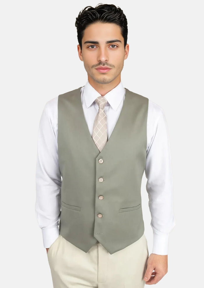 Verona Sage Twill Vest - SARTORO