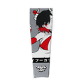 Gray gaming sleeve with red and black anime succubus character wearing a red bikini and white horns with red stripes.
