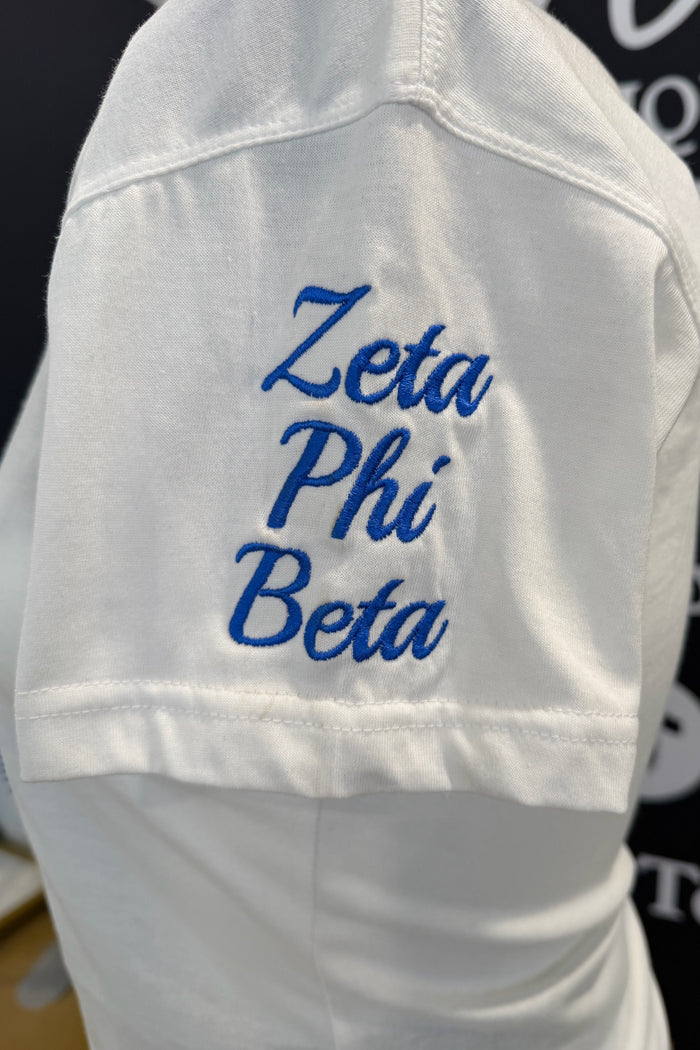 White Zeta Shield Chenille Tee