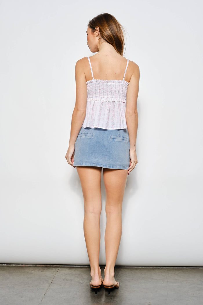 Women's Ditsy Print Top - Linen Pink (Final Sale)